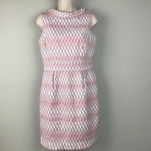 Boden Size 8 pink white geometric structured dress